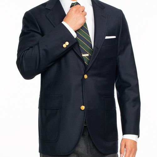 Navy Wool 3-button Sack Doeskin Blazer