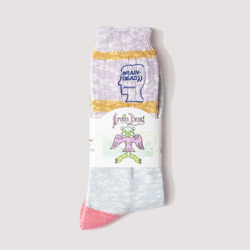 Slub 2 Stripes Crew Sock - Light Blue