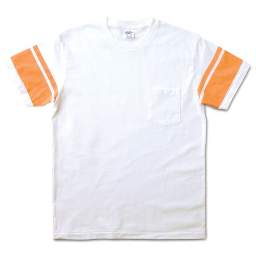 College Arm Stripe Tee / White/Orange