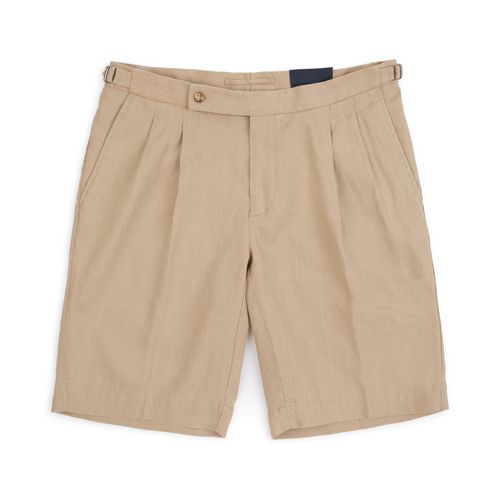 Incotex Linen Pleated Shorts: Tan