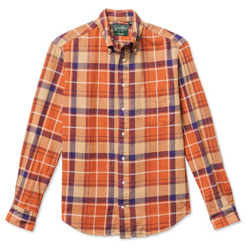 Orange Slubbed Twill Check