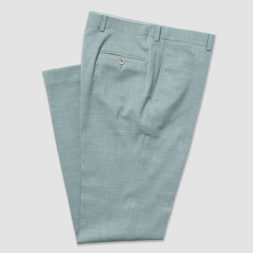 Dark Green Crash Linen Trousers - Classic Fit