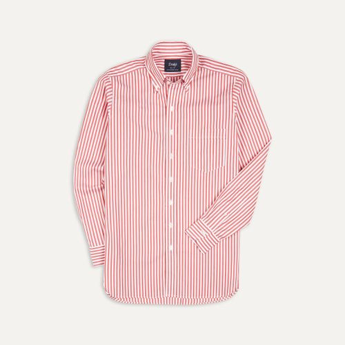 Red Bengal Stripe Cotton Poplin Button-Down Shirt