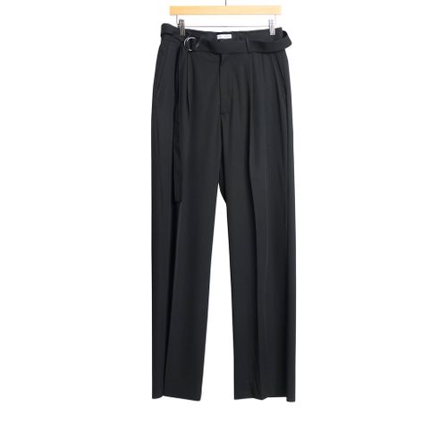 Omari Belted Trouser Lightweight Wool Black