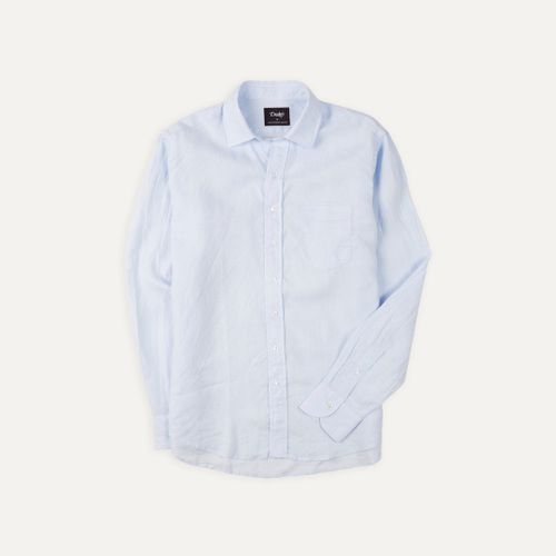 Light Blue Linen Spread Collar Shirt