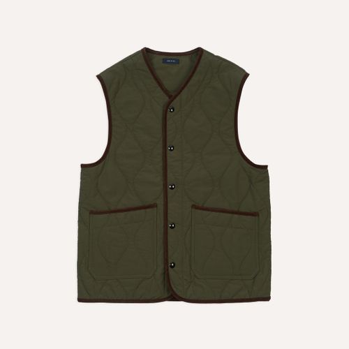 Olive Quilted Nylon Snap Vest