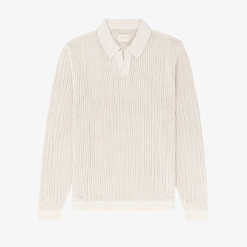 Long-Sleeve Mesh Knit Polo