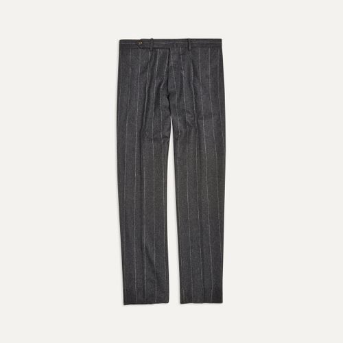 Grey Chalkstripe Wool Flannel Flat Front Trouser