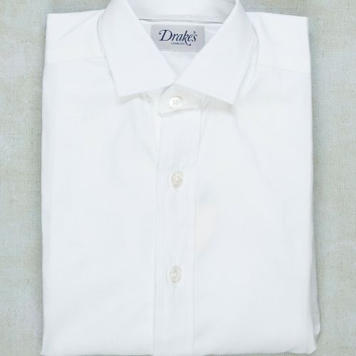 Drake's Boy's White Poplin Spread Collar Shirt (NOS)