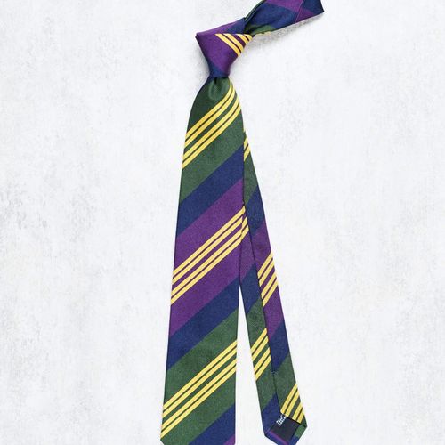 Drake's Purple/Green/Navy with Yellow Stripe Silk Tie (NOS)