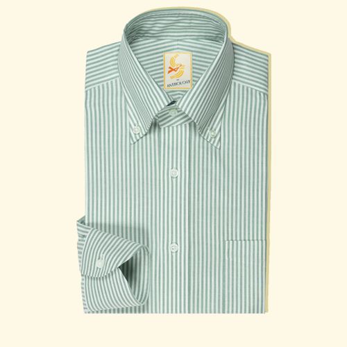 Green and White Lightweight Oxford Button-down ShirtGreen and White Lightweight Oxford Button-down Shirt