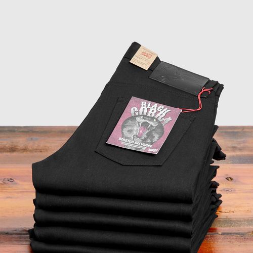 "Black Cobra Stretch" 12oz Selvedge Denim - Easy Guy Fit