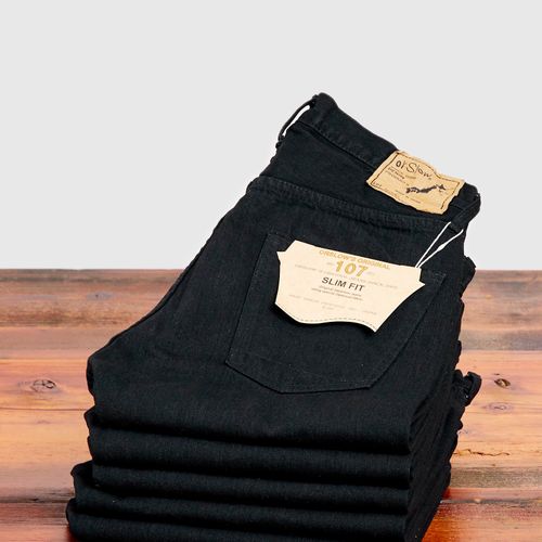 107 13.5oz Double Black Selvedge Denim - Ivy Fit