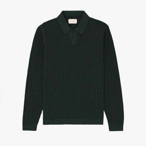 Long-Sleeve Mesh Knit Polo