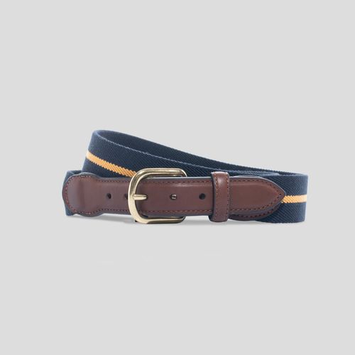 Belgain Stretch Belt - Navy/ Yellow