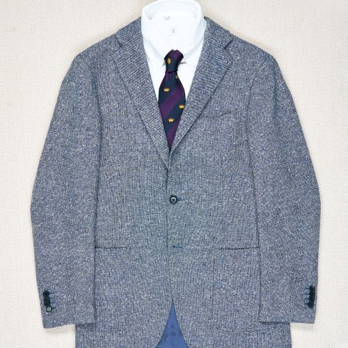 Ring Jacket Light Blue/White/Black Wool/Camel/Cashmere Weave Sport Coat Bespoke (Pre-Owned)