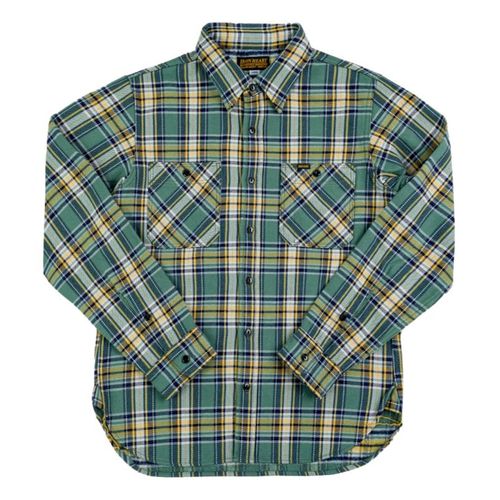 Ultra Heavy Flannel Tartan Check Work Shirt Green