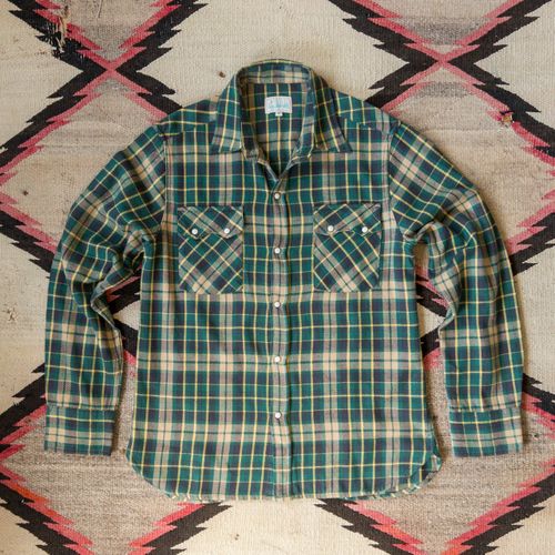 Washed Flannel Pearlsnap Shirt - Wisconsin White Pine