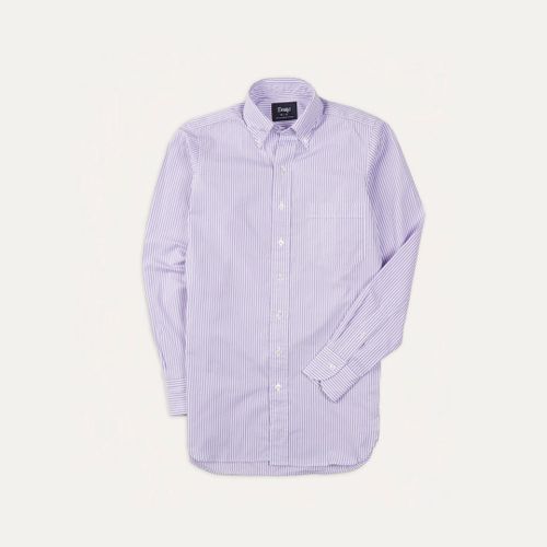 Purple Bengal Stripe Cotton Poplin Button-Down Shirt