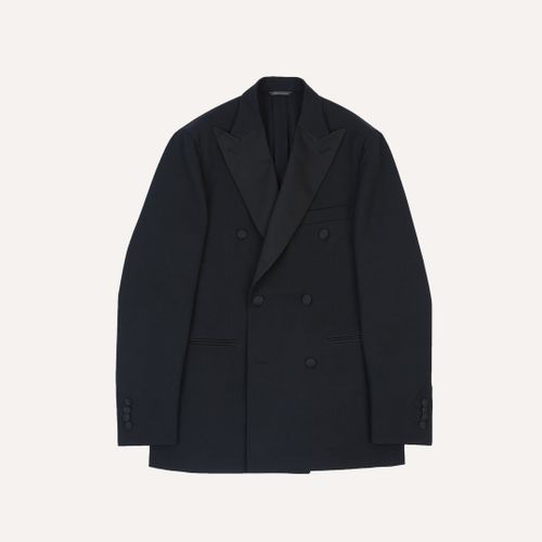 Black Barathea Wool Double-Breasted Dinner Jacket