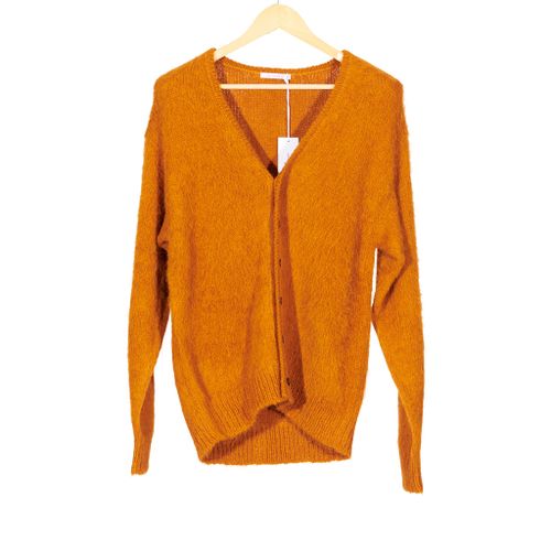 Hairy Cardigan Burnt Orange Suri Alpaca