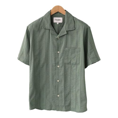 Striped Seersucker Short Sleeve Green