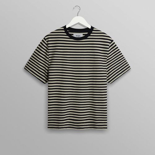 Dean T-Shirt Textured Navy/Ecru Stripe