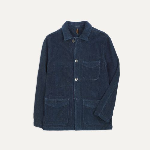 Indigo Cotton Terry Towelling Five-Pocket Chore Jacket