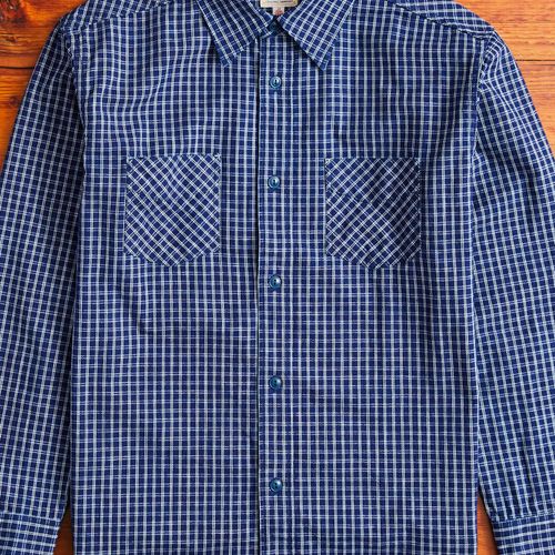 1940s Work Shirt in Indigo Check