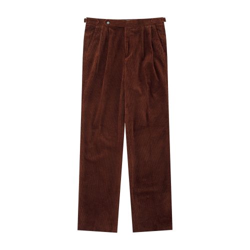 Bellief Corduroy Adjust Two Pleat Relaxed Trousers- Brick