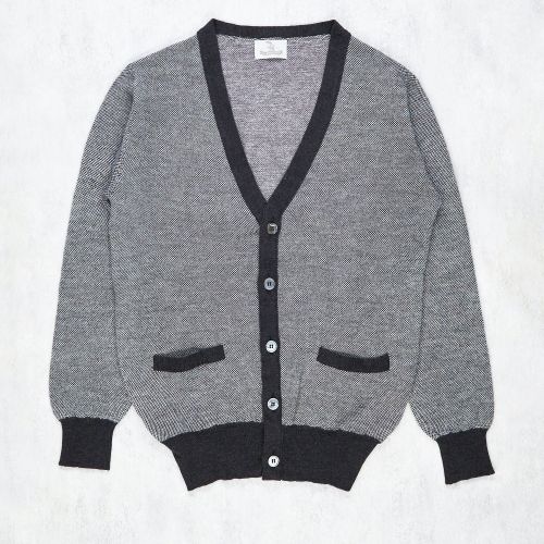 The Armoury Grey Merino Wool Birdseye Cardigan (NOS)