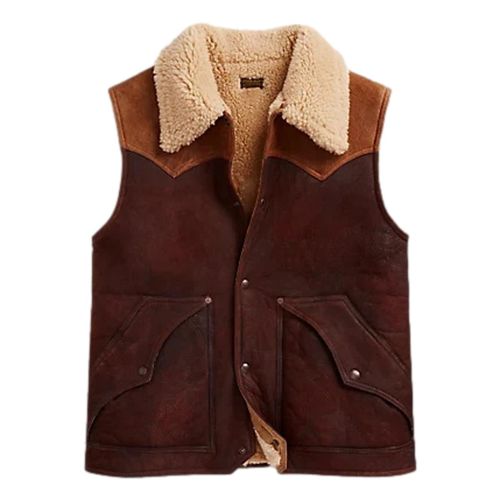 Two-Tone Shearling Vest Brown