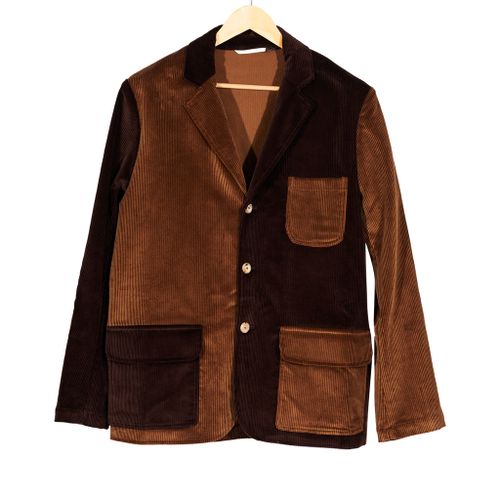 Paneled Casual Jacket Wide Wale Corduroy Brown Tan