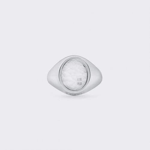 Oval Hammered Signet Ring : 925 Silver/925 Silver