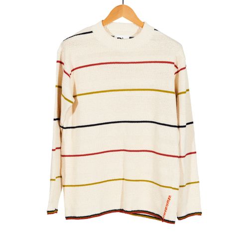 Crew Over P's Multigage Stripe Sweater Ecru