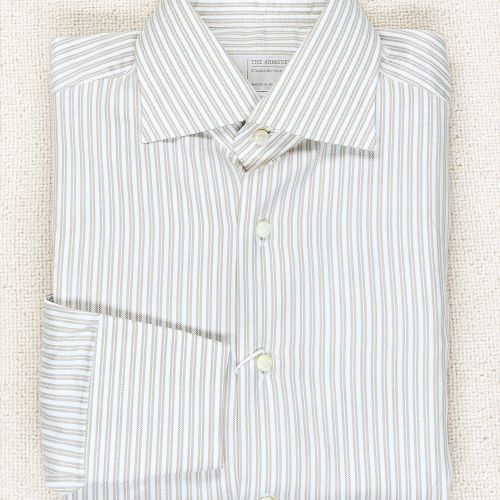 The Armoury by 100 Hands White/Brown Stripe Cotton Spread Collar Shirt *sample* (Pre-Owned)