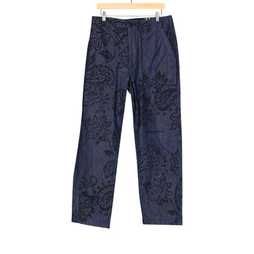 Fatigue Pant Indigo Floral Printed Denim