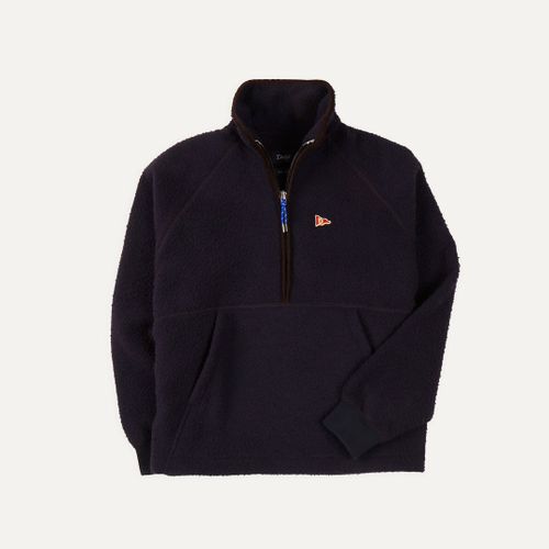 Navy Casentino Wool Half-Zip Pullover Fleece