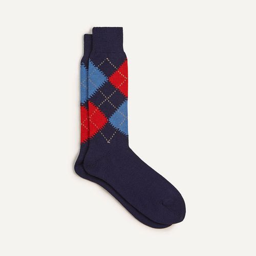 Navy Argyle Wool Cotton Socks