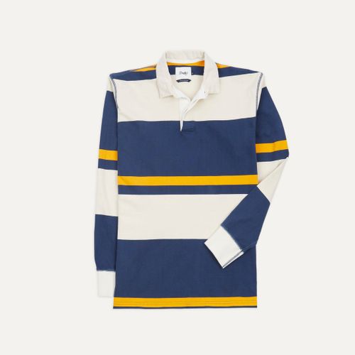 Ecru, Navy and Yellow Stripe Cotton Rugby Shirt