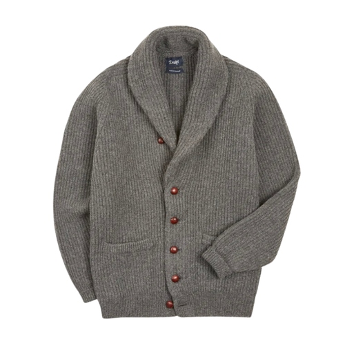 Drake’s Lambswool Shawl Collar Cardigan- Grey