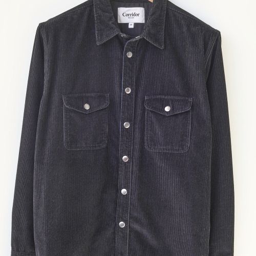 Corduroy Snap Shirt Jacket - Black