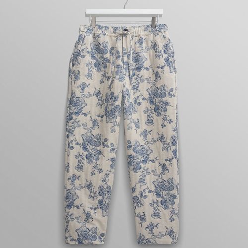 Kurt Trousers Ecru/Blue Floral Jacquard