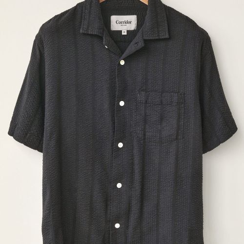 Striped Seersucker SS - Black