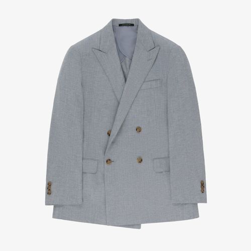 Low Button Double-Breasted Fleck Suit Jacket