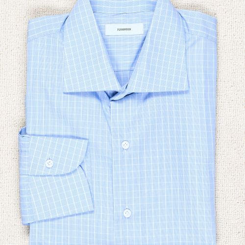 P. Johnson Blue/White Check Cotton Spread Collar Shirt (NOS)