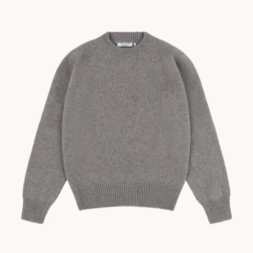 Shetland Wool Crew Neck Sweater - Grey