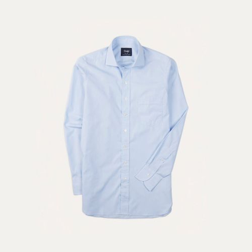 Sky Blue Cotton Spread Collar End-on-End Poplin Shirt