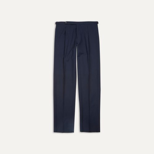 Navy Tropical Wool Single Pleat Trouser