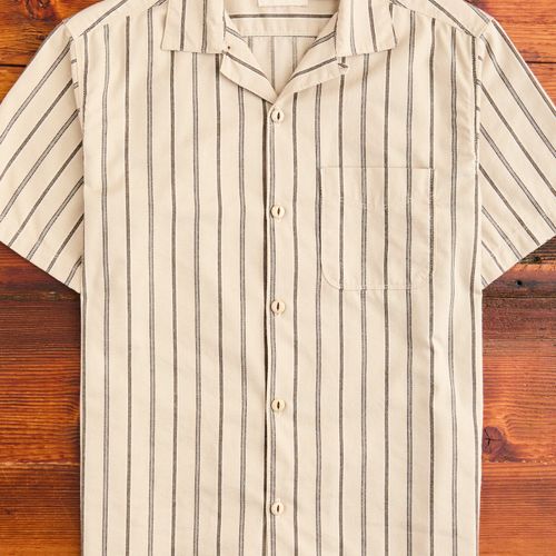 Hawaiian Button-Up Shirt in Stone Stripe